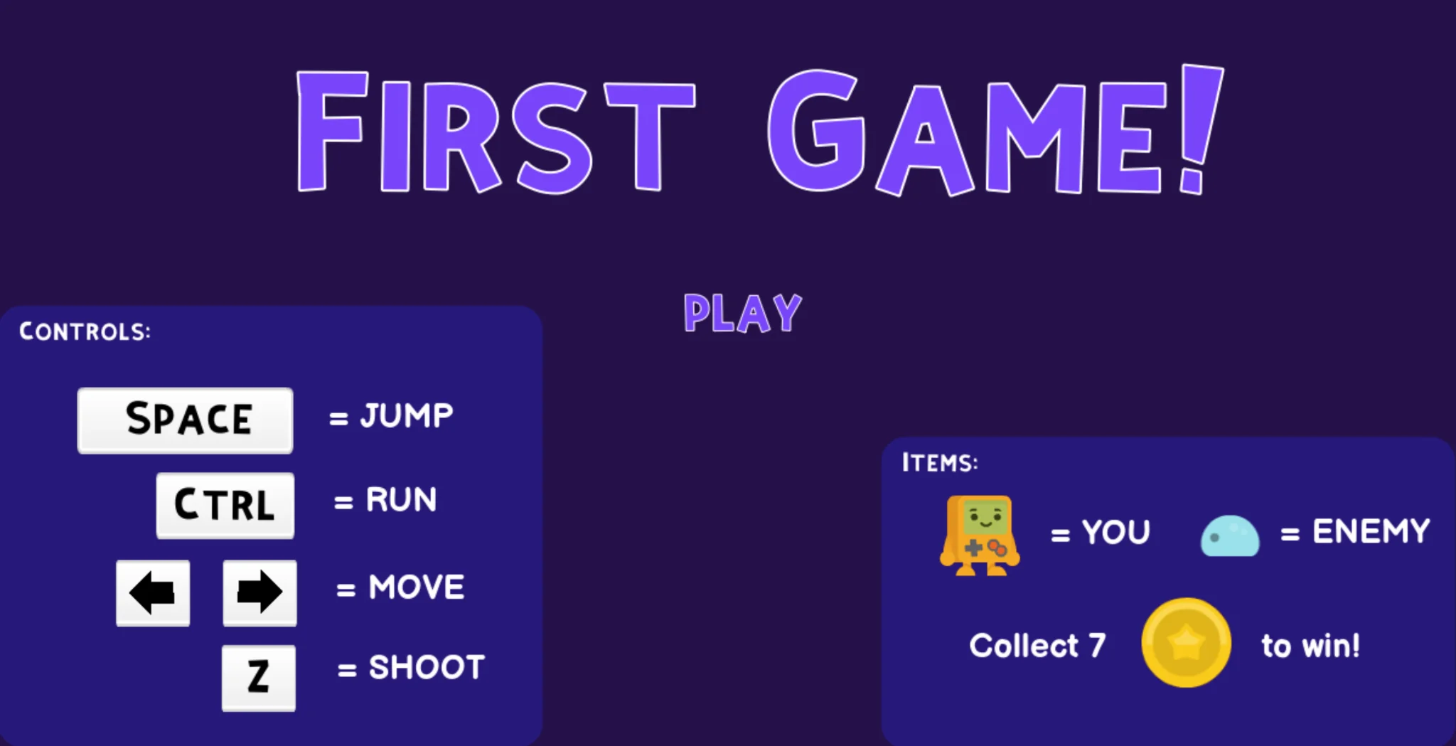 Simple platformer game preview