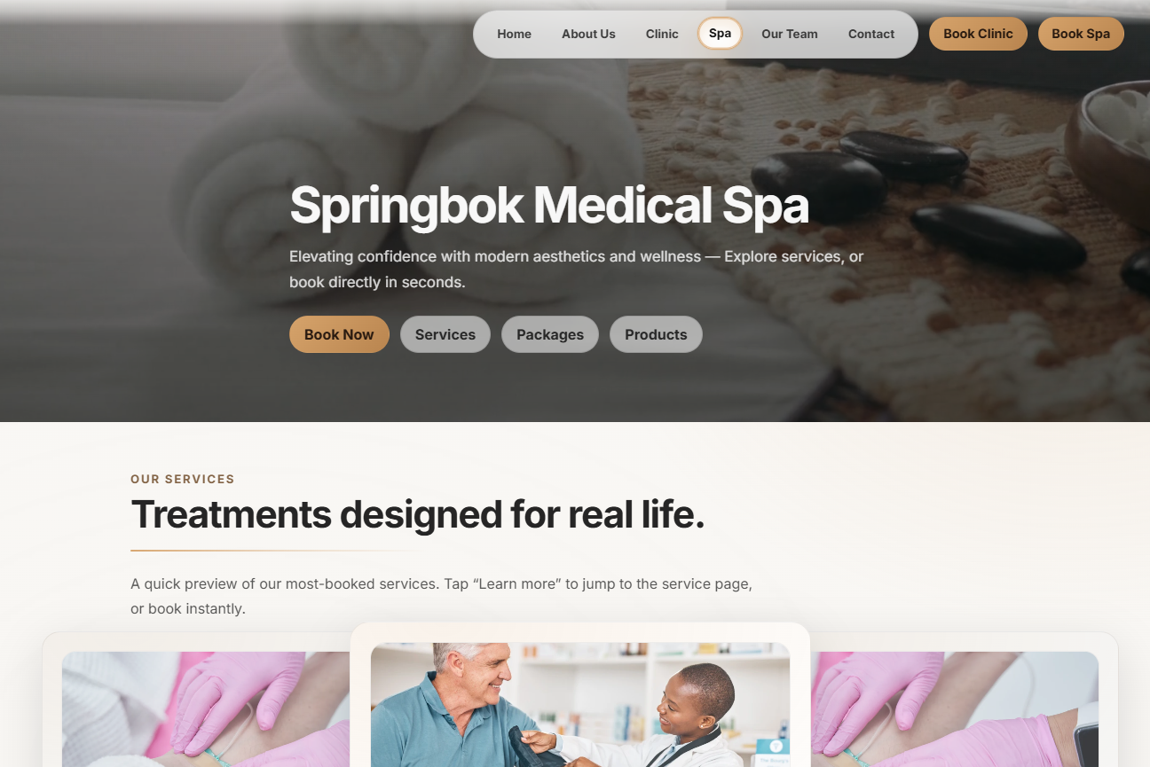 Springbok Medical Spa website preview